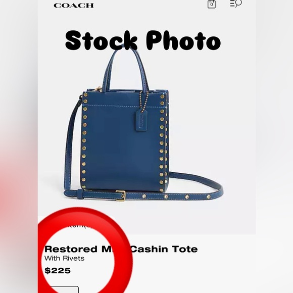 COACH Mini Cashin Tote with Rivets Crossbody Strap - Picture 15 of 17